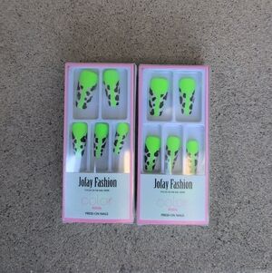 Jofay Fashion Neon Green Press-On Nails 2 Pk Bundle